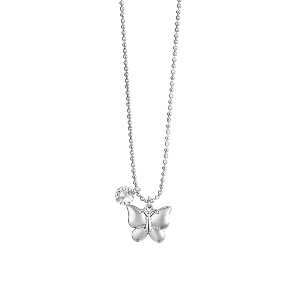 COLLANA DONNA IN ACCIAIO FARFALLA E ZIRCONE LUCA BARRA LB CK2057