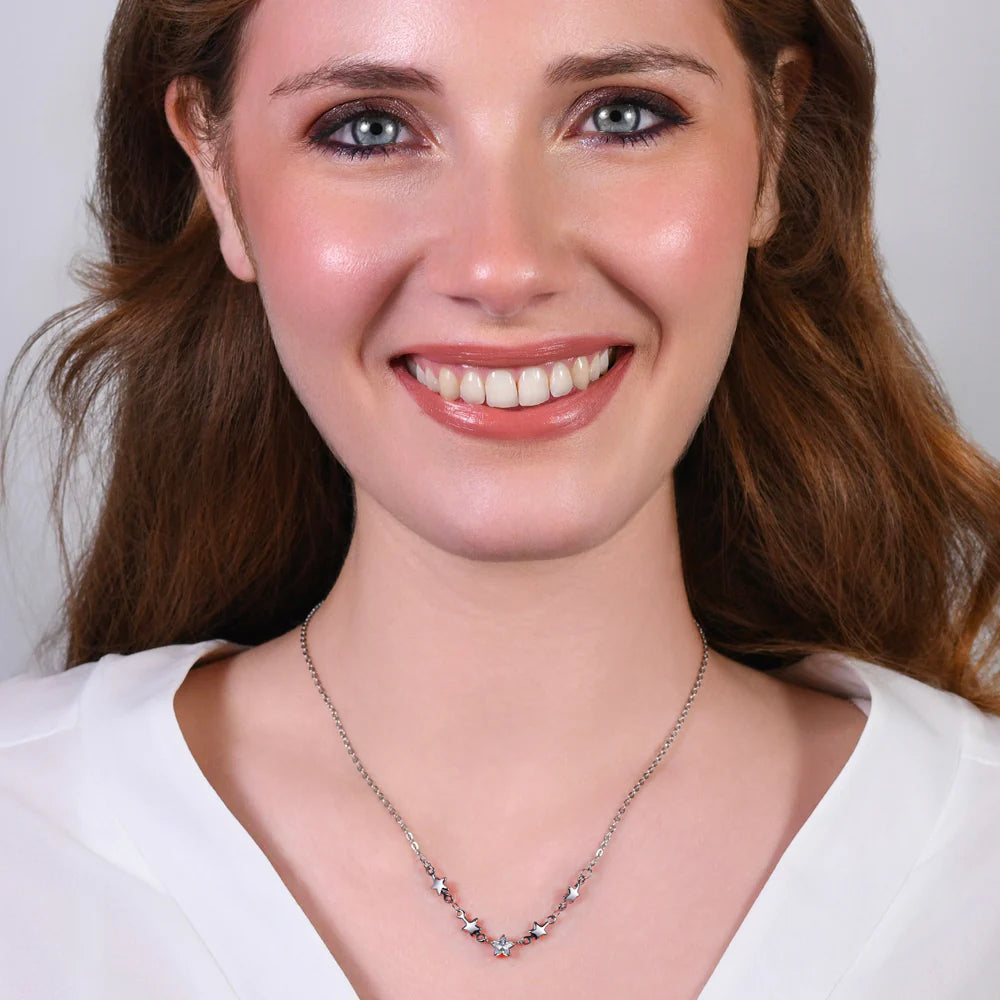 COLLANA IN ACCIAIO CON STELLE E ZIRCONI LUCA BARRA LB CK2075
