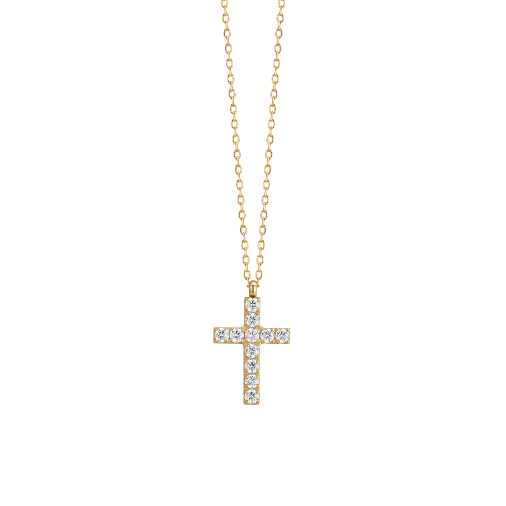 COLLANA DONNA IN ACCIAIO CON CROCE E ZIRCONI LUCA BARRA LB CK2087