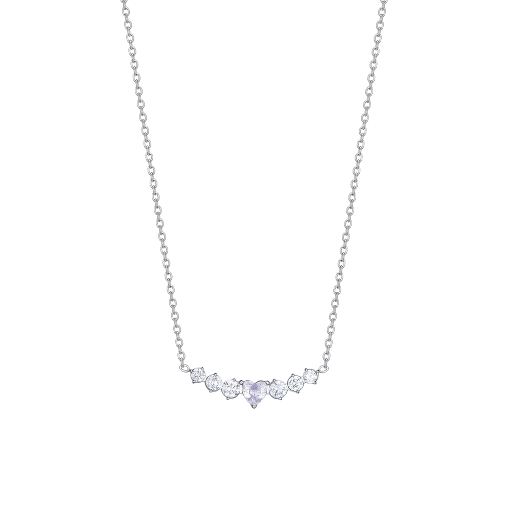 COLLANA DONNA IN ACCIAIO CON CUORE E CRISTALLI BIANCHI LUCA BARRA LB CK2105