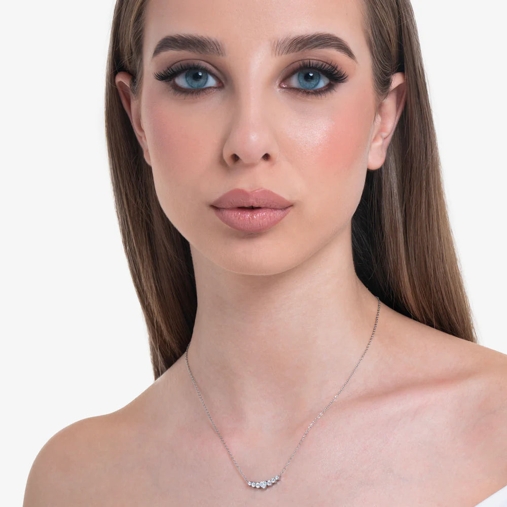 COLLANA DONNA IN ACCIAIO CON CUORE E CRISTALLI BIANCHI LUCA BARRA LB CK2105