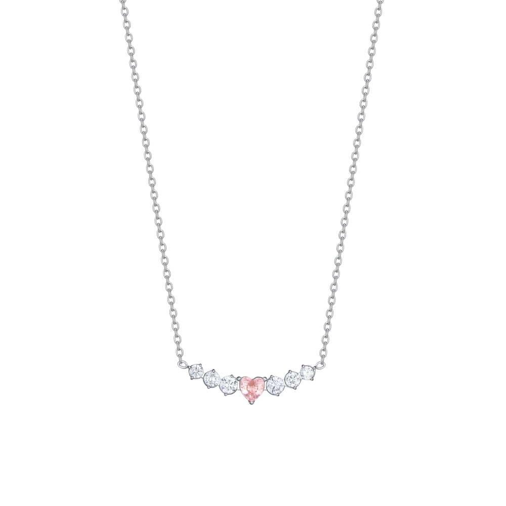 COLLANA DONNA IN ACCIAIO CON CUORE ROSA E CRISTALLI BIANCHI LUCA BARRA LB CK2106