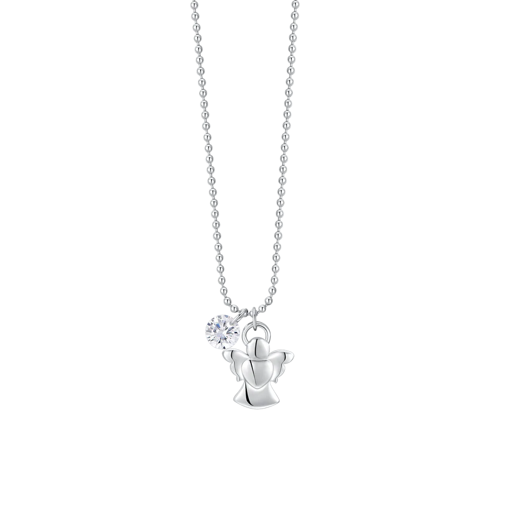 COLLANA DONNA IN ACCIAIO CON ANGELO E ZIRCONE BIANCO LUCA BARRA LB CK2170