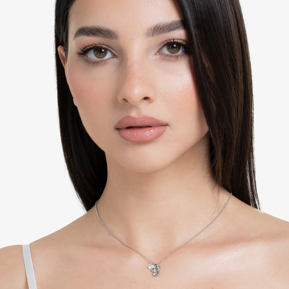 COLLANA DONNA IN ACCIAIO CON ANGELO E ZIRCONE BIANCO LUCA BARRA LB CK2170