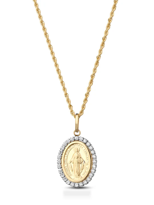 Collana Protezione Unisex in Oro Giallo 18kt e Zirconi