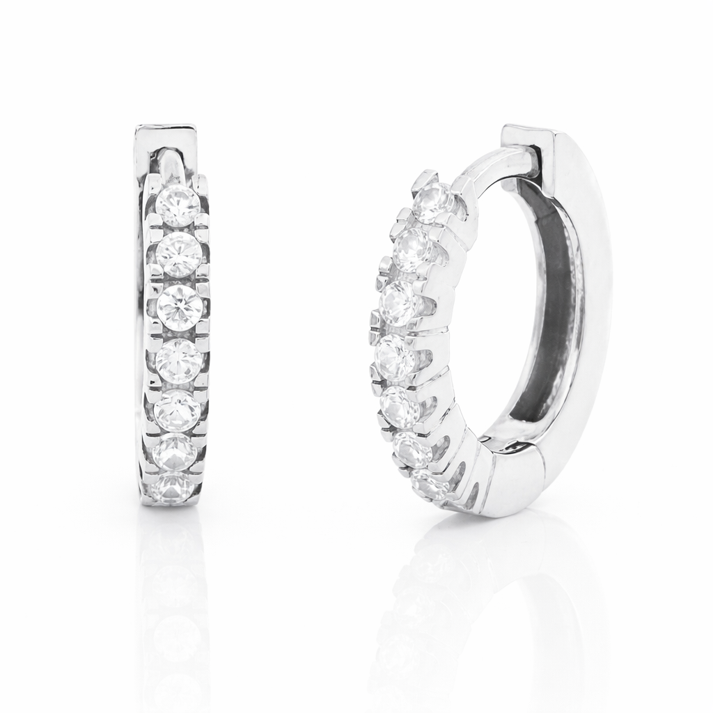 Orecchini da Donna a cerchio mini in argento bianco e zirconi Unoaerre 1AR 5820
