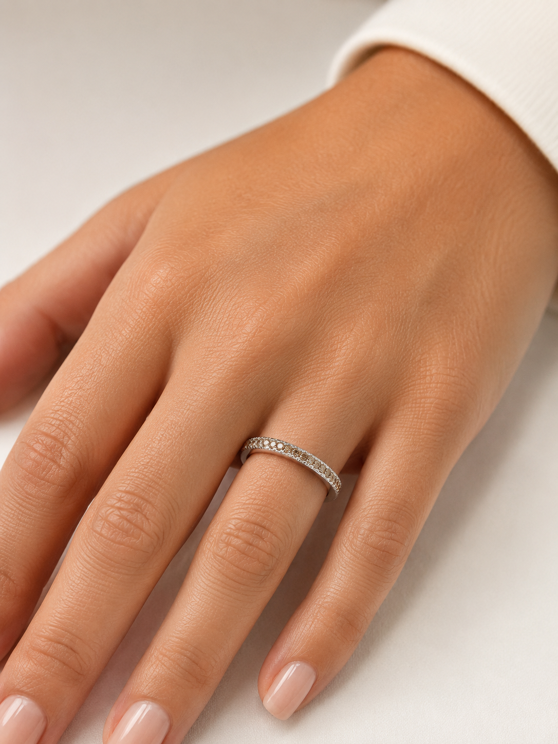 Anello Veretta in Oro Bianco con Diamanti Brown 0,58ct Tiziano TIZ ANVER 058