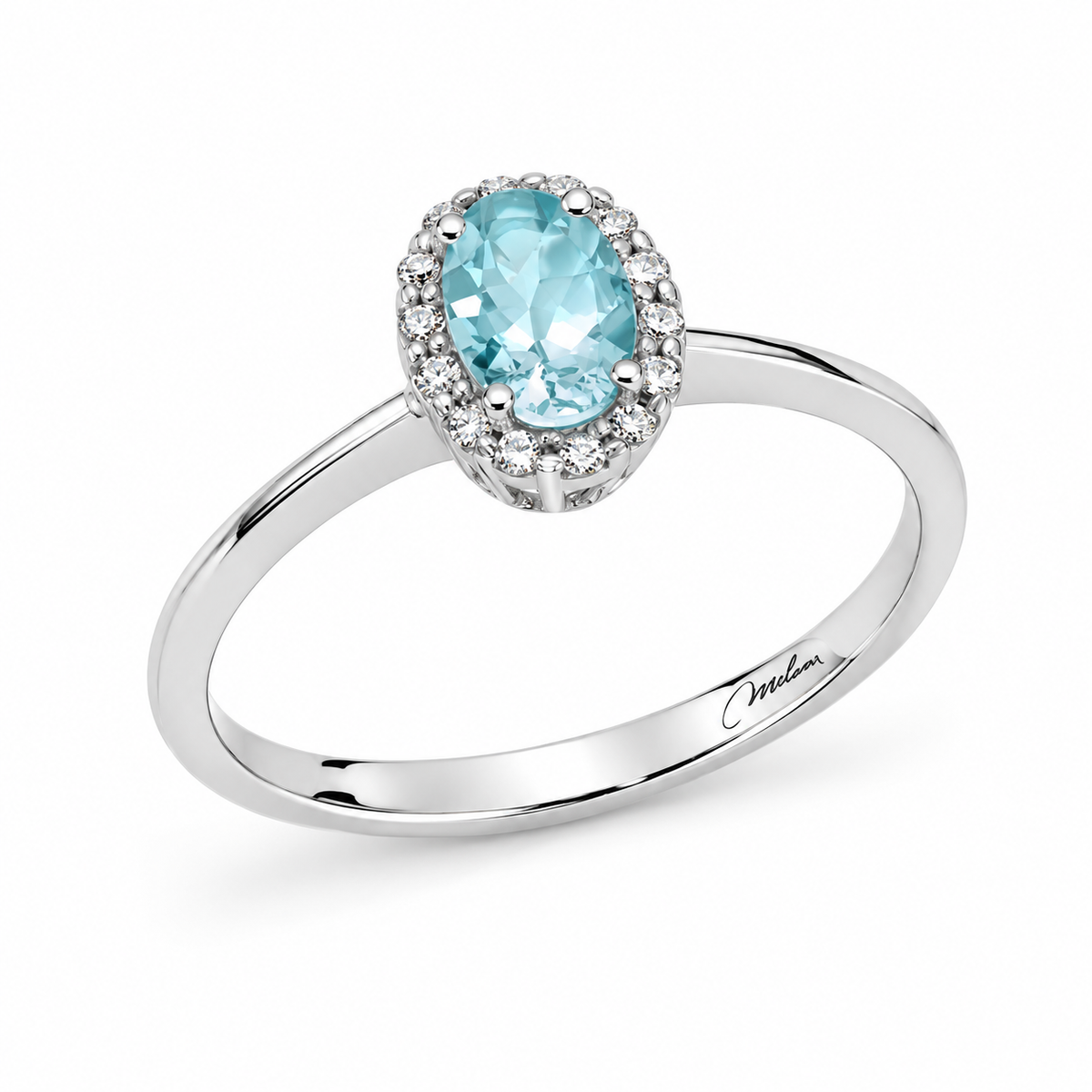 Anello da Donna con Acqua Marina Ovale in oro bianco 750 e diamanti Miluna MIL LID3919