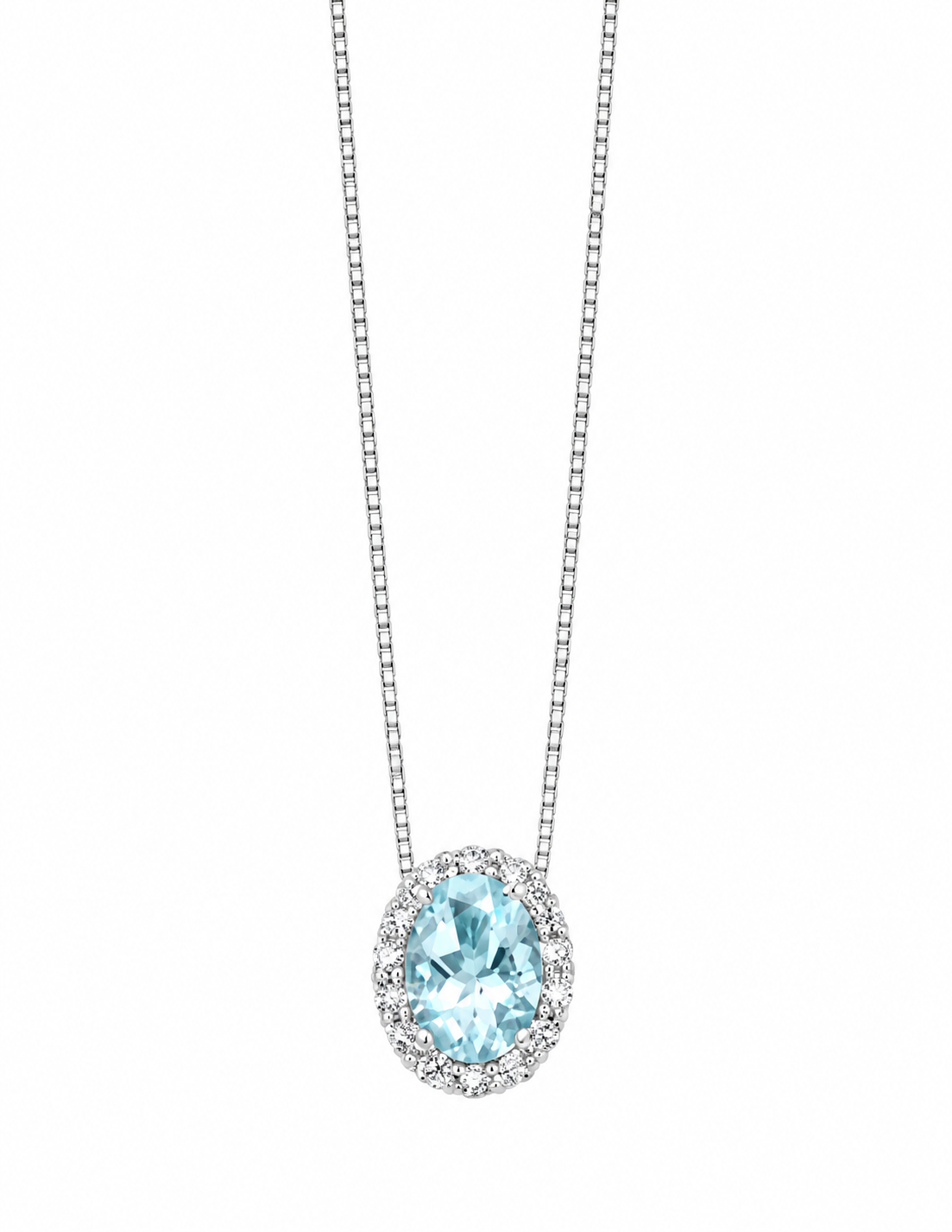 Collana da Donna con Acqua Marina Ovale in oro bianco 750 e Diamanti Miluna MIL CLD4867