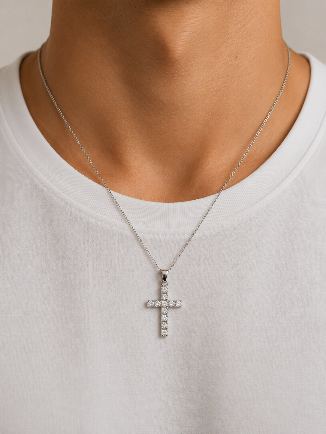Collana con Croce Unisex in oro 18Kt e diamanti 0.32ct TIZ ORCROC/2