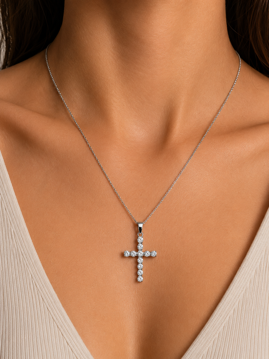 Collana con Croce Unisex in oro 18Kt e diamanti 0.33ct TIZ ORCROC/3