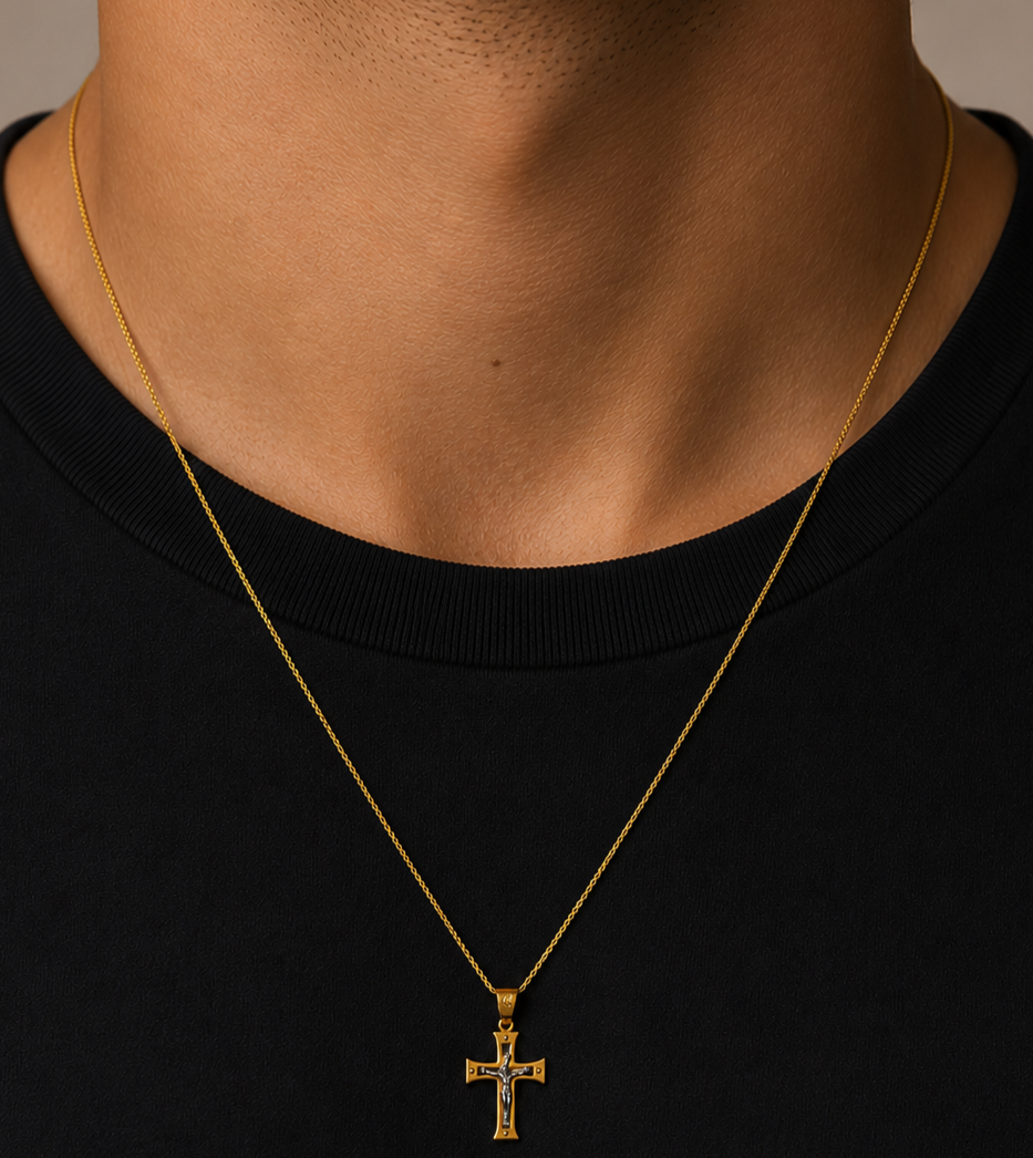 Ciondolo Croce da Uomo bicolore in oro 18Kt TIZIANO TIZ ORCND 231