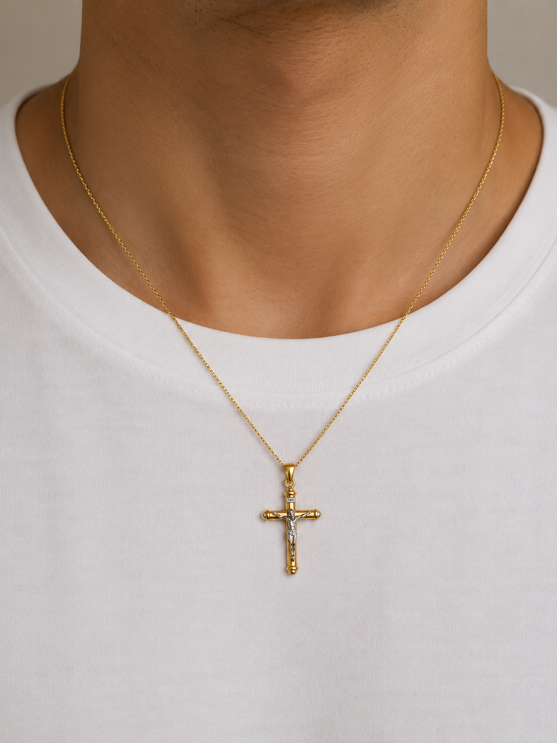 Ciondolo Croce da Uomo bicolore in oro 18Kt TIZIANO TIZ ORCND 574