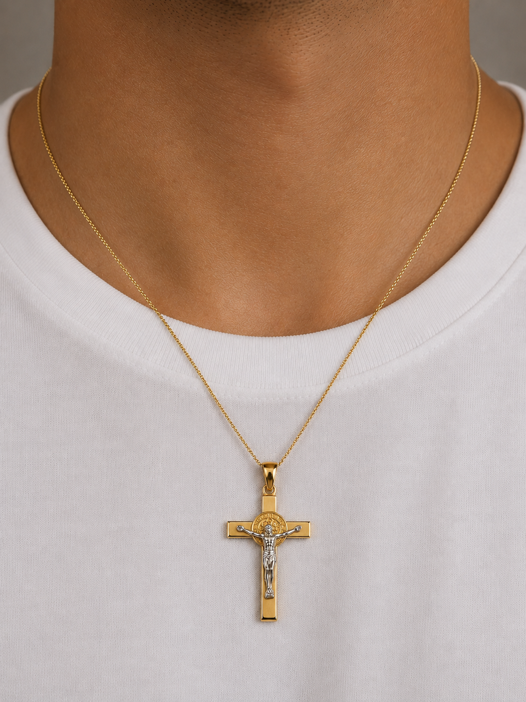 Ciondolo Croce da Uomo bicolore in oro 18Kt TIZIANO TIZ ORCND 248