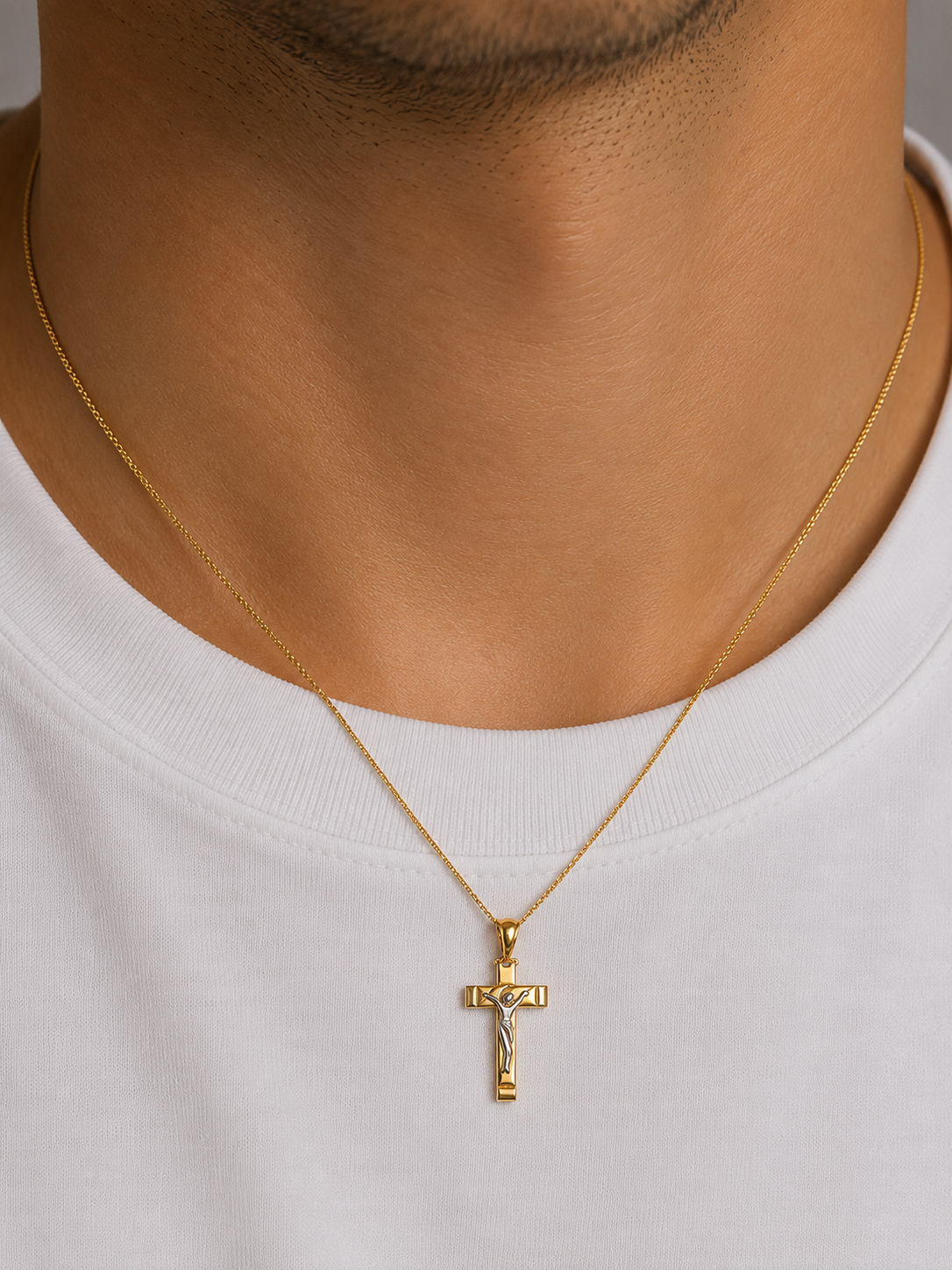 Ciondolo Croce da Uomo bicolore in oro 18Kt TIZIANO TIZ ORCND 601