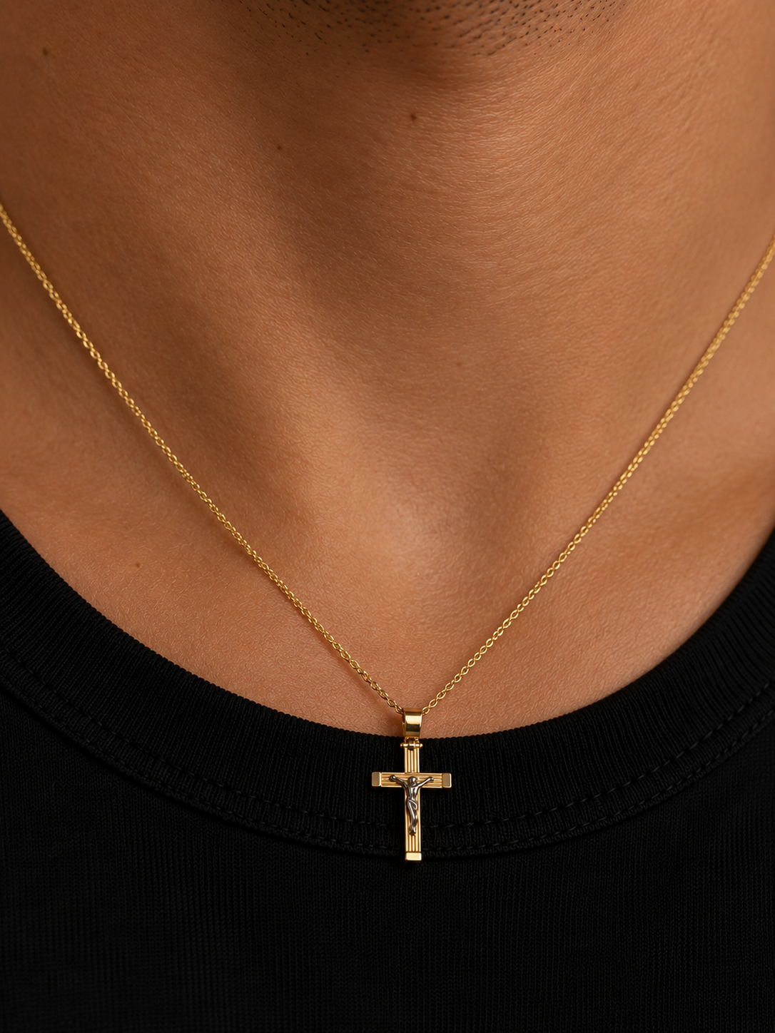 Ciondolo Croce da Uomo bicolore in oro 18Kt TIZIANO TIZ ORCND 362