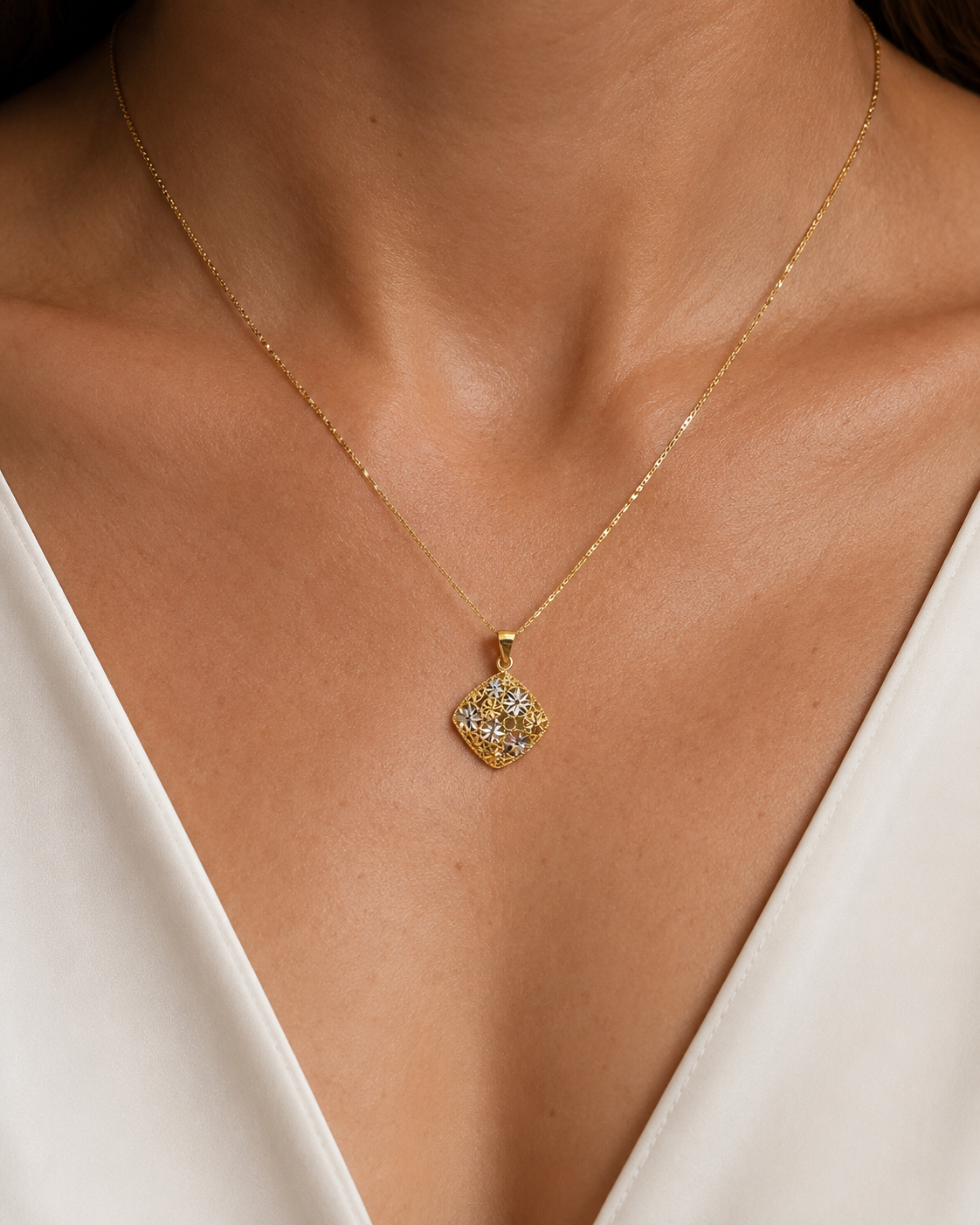 Ciondolo Rombo Bicolore Donna in oro 18KT TIZIANO TIZ ORCND 140