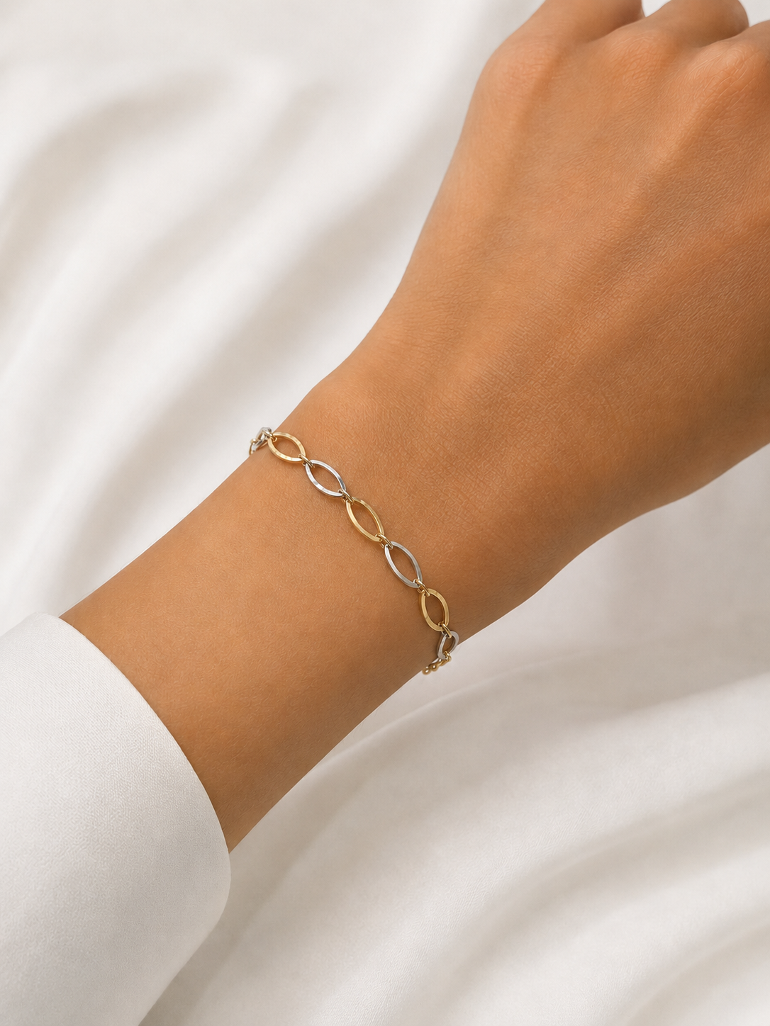 Bracciale Bicolore con Maglie Ondulate in Oro 18Kt TIZIANO TIZ ORBR 166
