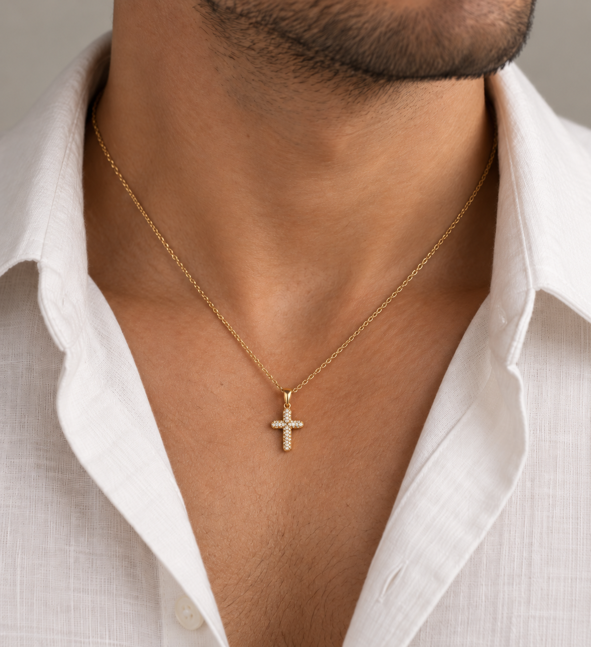 Ciondolo Croce con Pietre Bianche 18Kt TIZIANO TIZ ORCND 154