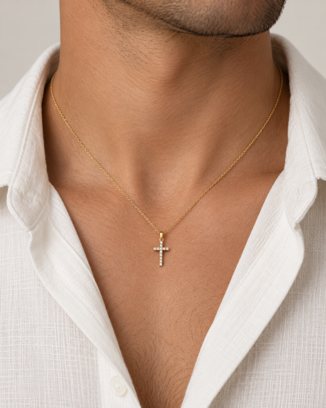 Ciondolo Croce con Pietre Bianche in Oro 18Kt TIZIANO TIZ ORCND 156
