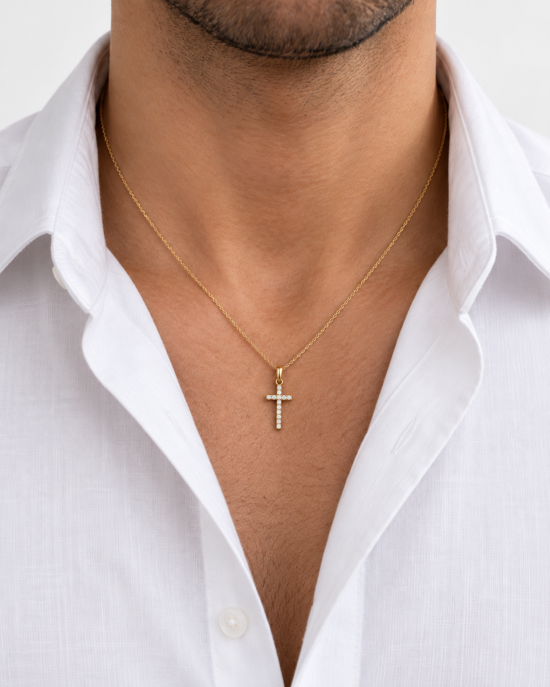 Ciondolo Croce con Pietre Bianche in Oro 18Kt TIZIANO TIZ ORCND 155