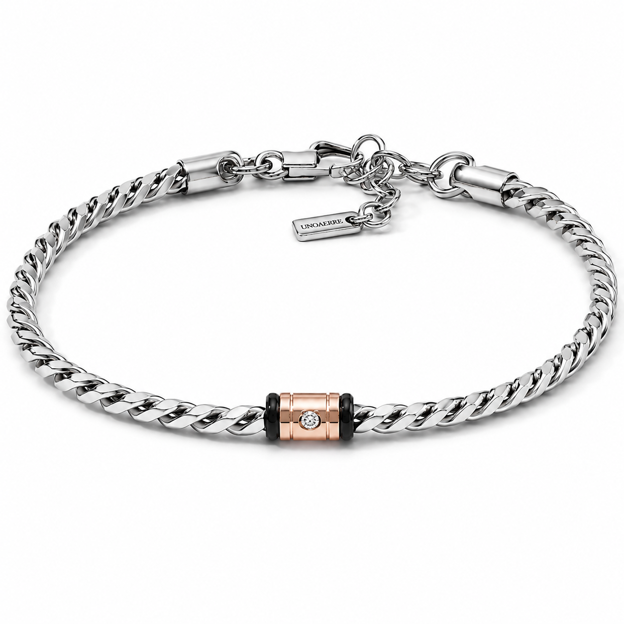 Bracciale da Uomo in Acciaio con PVD rose e Diamante Bianco Comete COM UBR1319