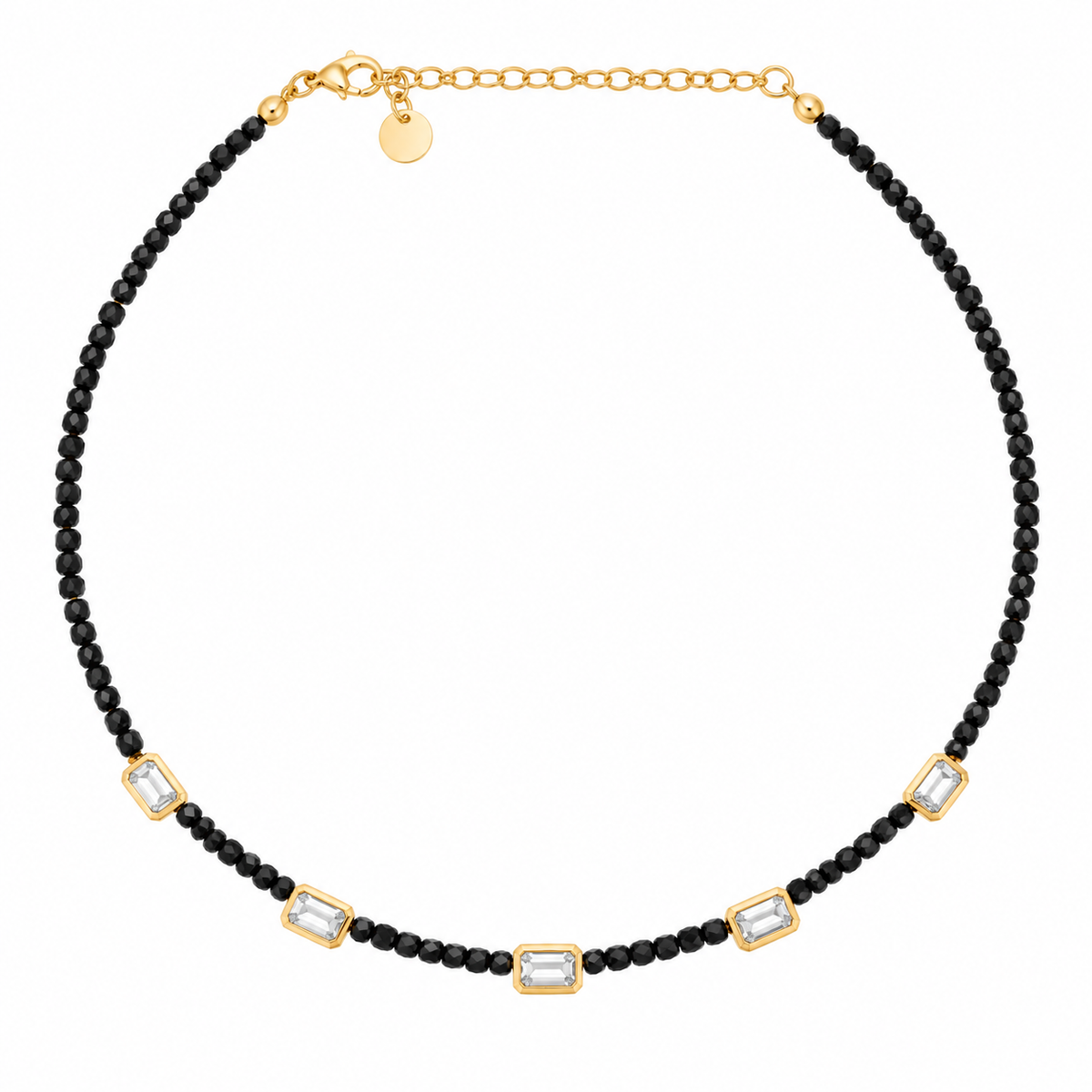 Girocollo da Donna 5 pietre Emerald Cut Nero in Argento 925 Rue de Mille RDM GR-040 M4 N AU
