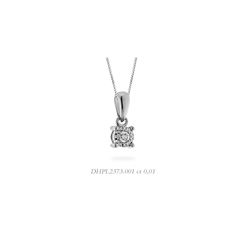 Collana da Donna Punto Luce in Oro Bianco con Diamante ct0.01 Donna Oro