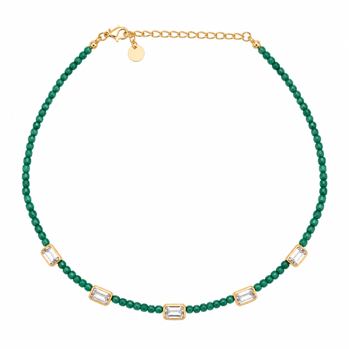 Girocollo da Donna 5 pietre Emerald Cut Verde in Argento 925 Rue de Mille RDM GR-040 M4 V AU