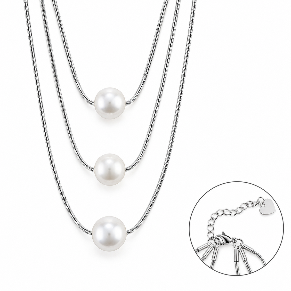 Collana da Donna Multifilo con Perle in Acciaio 4US Cesare Paciotti 4US 4UCL6535W