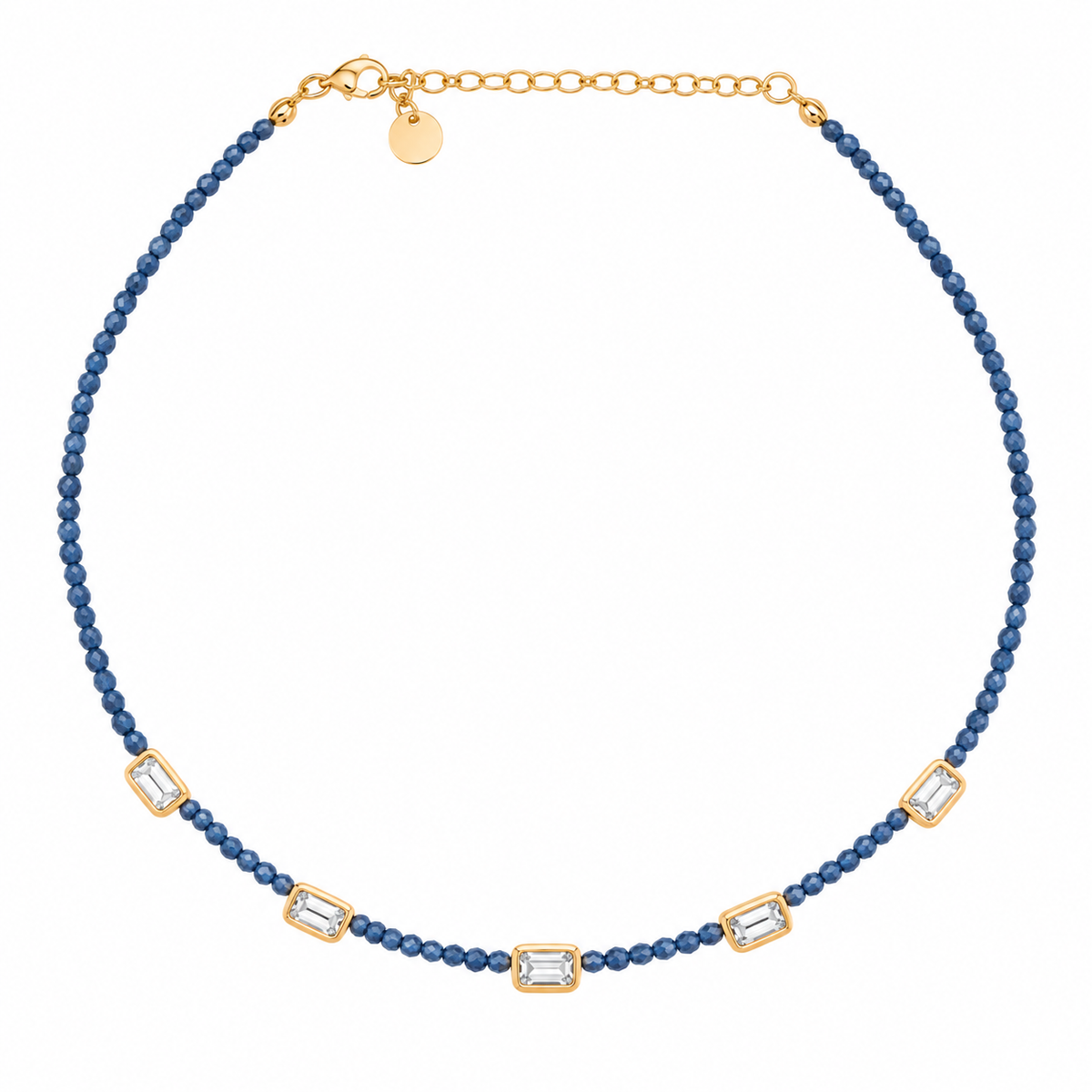 Girocollo da Donna 5 pietre Emerald Cut Blu in Argento 925 Rue de Mille RDM GR-040 M4 B AU