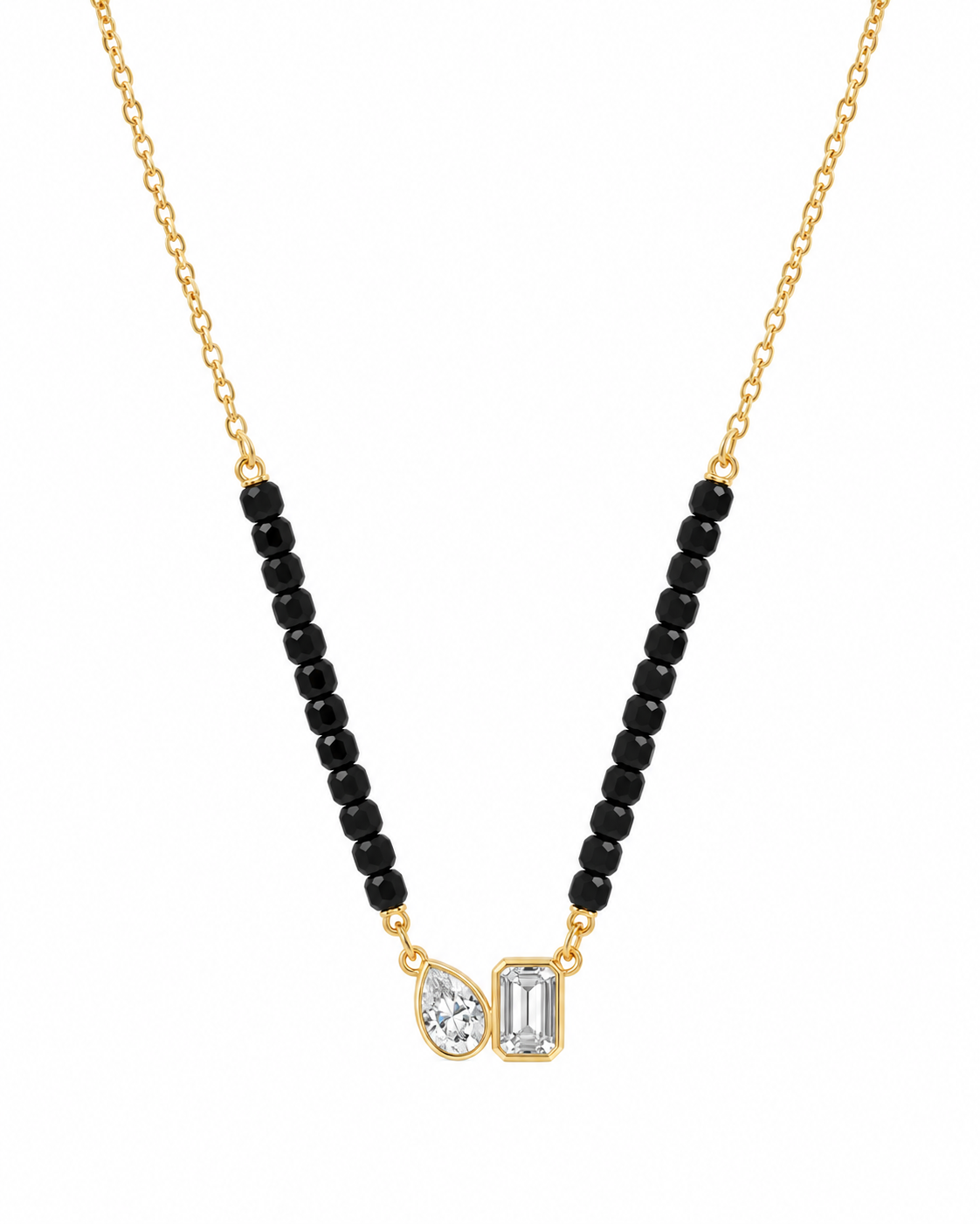 Girocollo da Donna Pietre Moi et Toi Emerald and Pear Nero in Argento 925 Rue de Mille RDM GR-040 M5 N AU