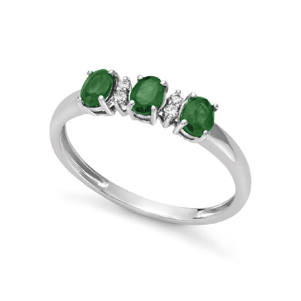 Anello Trilogy in Oro e Diamanti ct 0,04 con Smeraldi Donna Oro