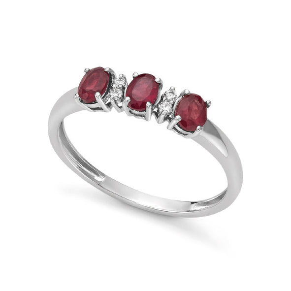 Anello Trilogy in Oro e Diamanti ct 0,04 con Rubini Donna Oro