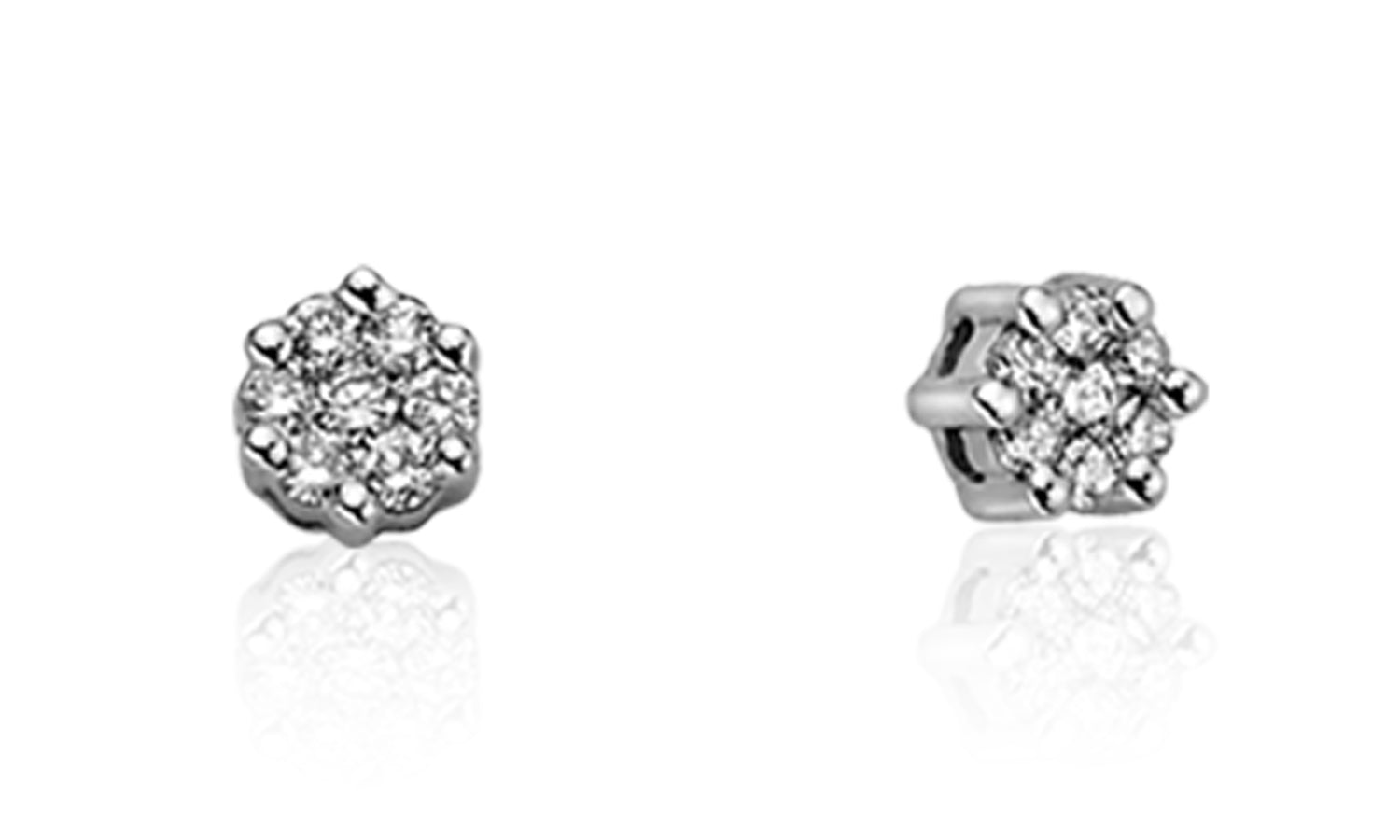Orecchini Punto Luce IN Oro Bianco e Diamanti ct0.06 Donna Oro