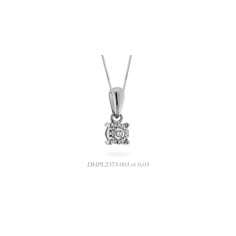 Collana da Donna Punto Luce in Oro Bianco con Diamante ct0.03 Donna Oro