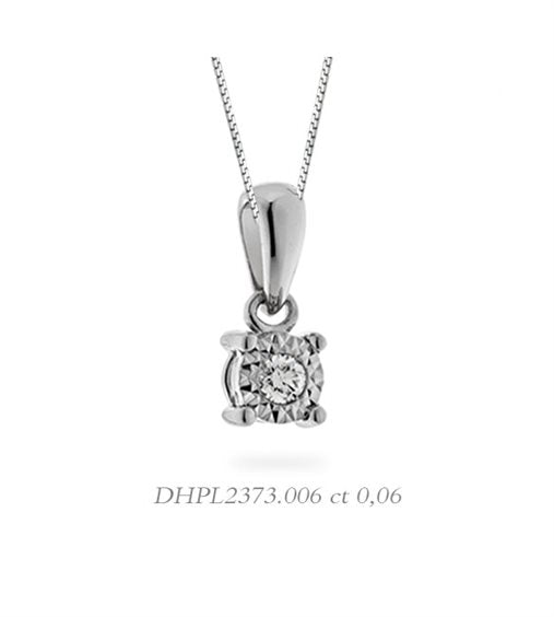 Collana da Donna Punto Luce in Oro Bianco con Diamante ct0.06 Donna Oro