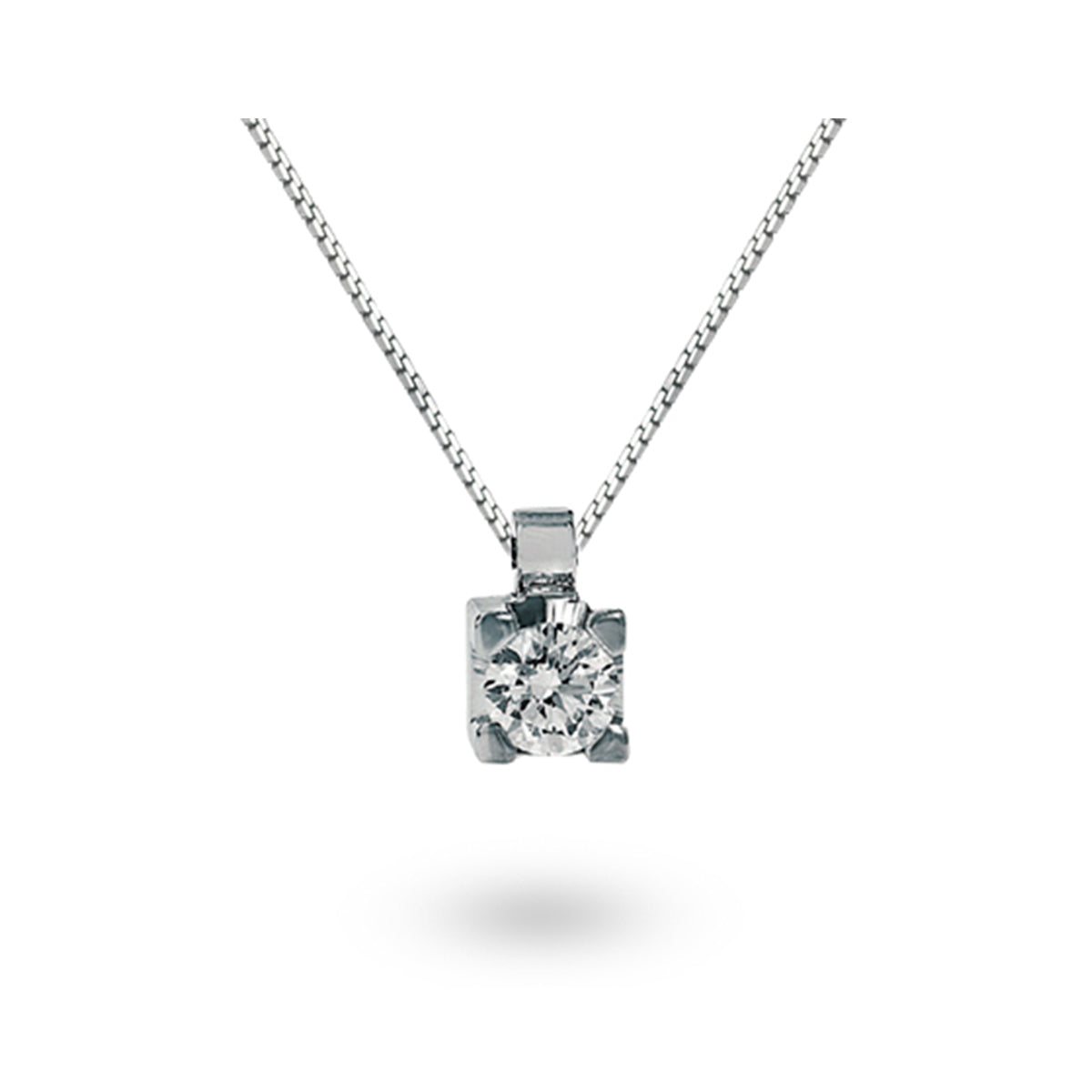 Collana da Donna Punto Luce in Oro Bianco con Diamante ct0.04 Donna Oro