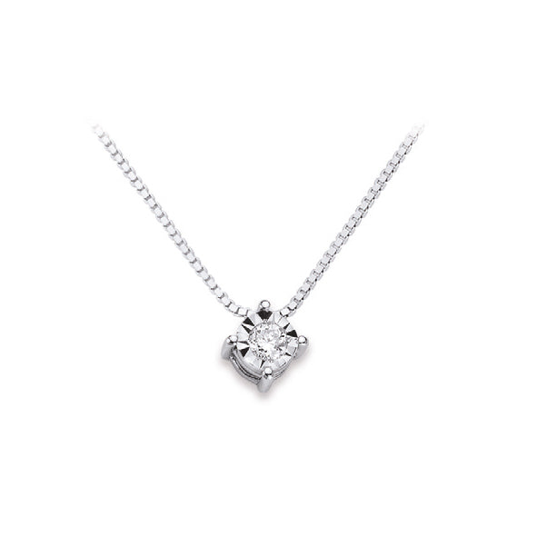 Collana Punto Luce da Donna in Oro Bianco Ct 0.07 Donna Oro