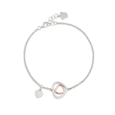 Bracciale trilogia con Cuore Charm di Pavè in Argento Roberto Giannotti GIA454