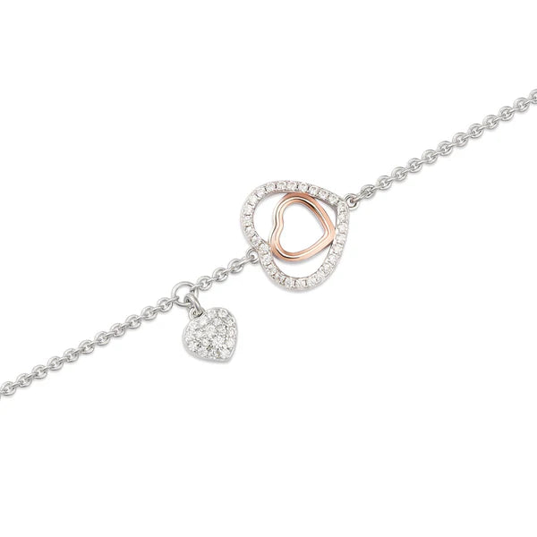 Bracciale trilogia con Cuore Charm di Pavè in Argento Roberto Giannotti GIA454