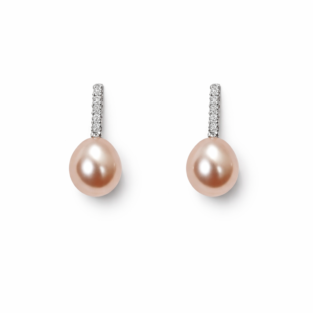 Orecchini da Donna con Perla in oro 9Kt e diamanti KIOTO OR9KT-5P/7R