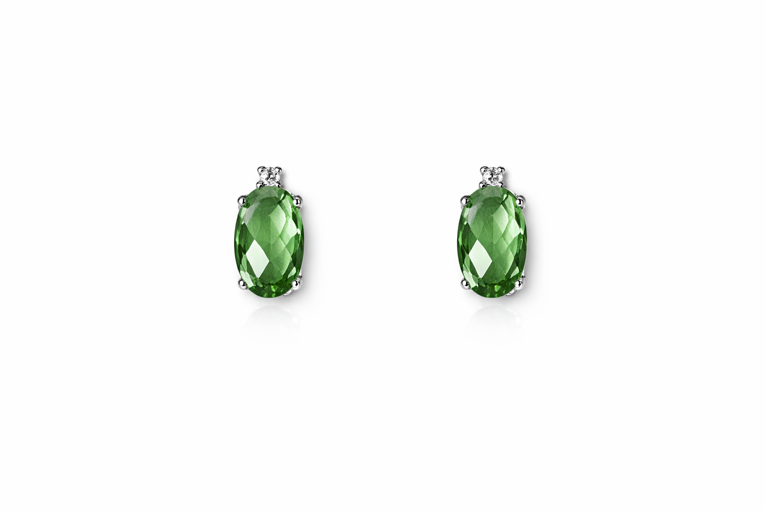 Orecchini da Donna in oro 9Kt con Cristallo Verde e diamante KIOTO ORIRI9KTOV-V