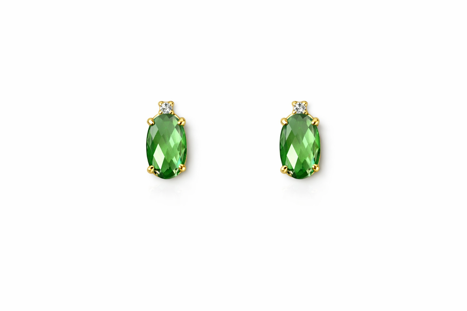 Orecchini da Donna in oro 9Kt con Cristallo Verde e diamante KIOTO ORIRI9KTOV-OG-V
