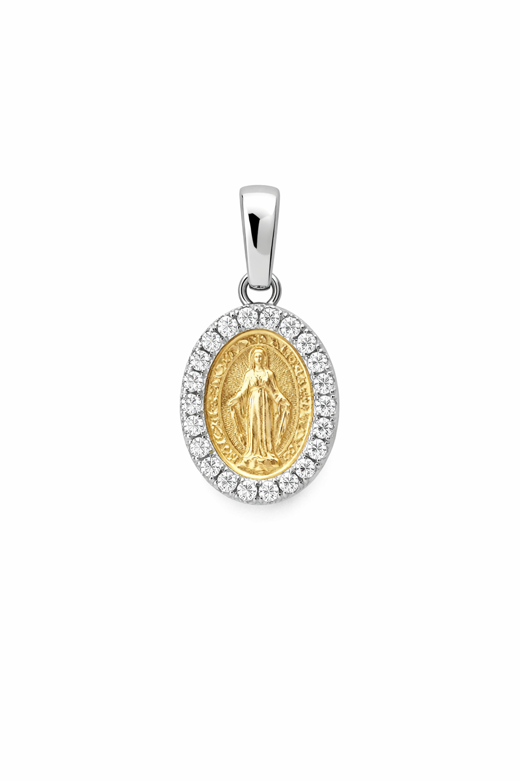 Pendente Medaglia Miracolosa con Zirconi in oro 18Kt TIZIANO TIZ ORCND 230