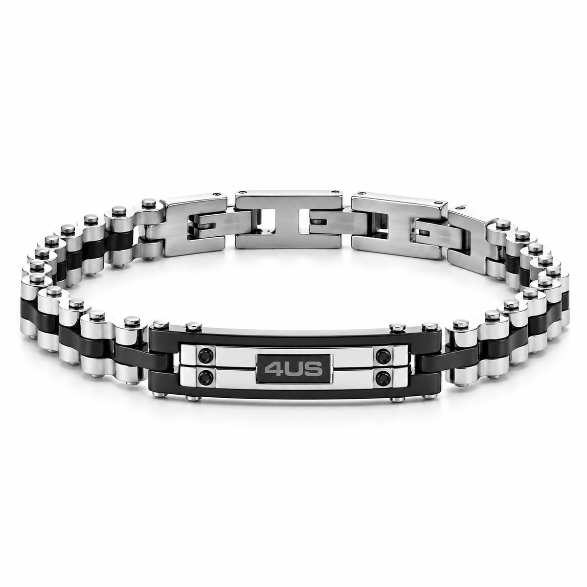 Bracciale da Uomo in Acciaio con targhetta pvd Nero 4US Paciotti 4US 4UBR8647