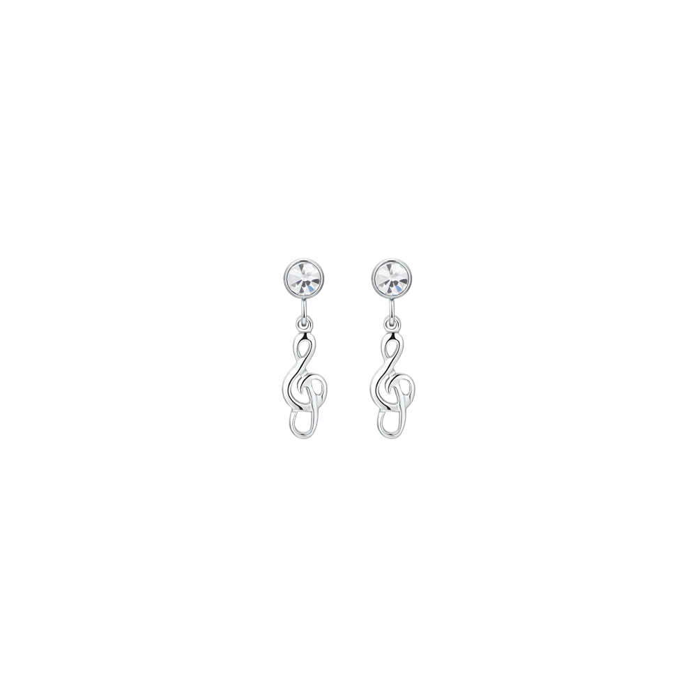 ORECCHINI DONNA IN ACCIAIO CON NOTA MUSICALE E ZIRCONE BIANCO LUCA BARRA LB OK1499