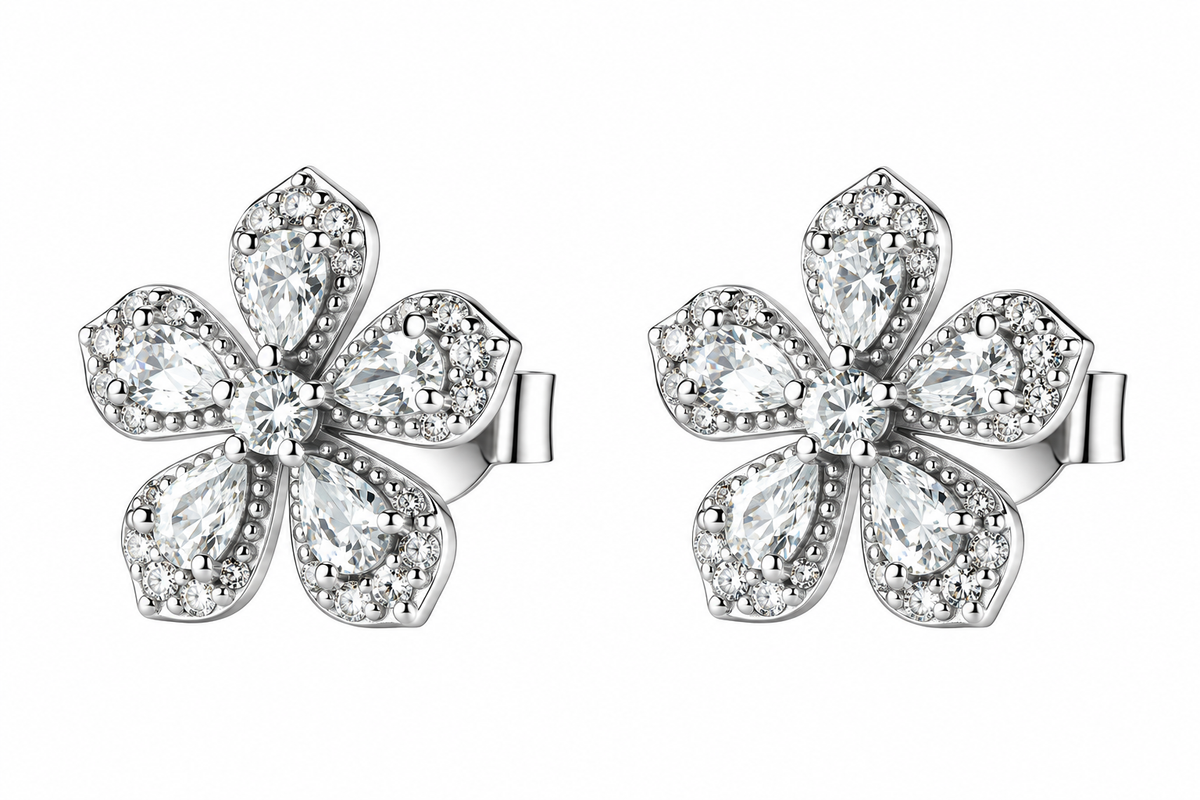 Orecchini da Donna con fiore in Argento 925 e cubic zirconia Brosway BROS FIW191