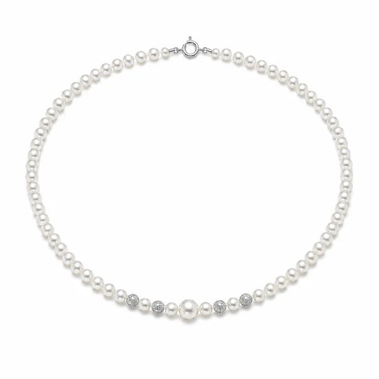 Miluna Women's Necklace in White Gold, Pearl Beads, and Fantasy Design MIL PCL4978BV