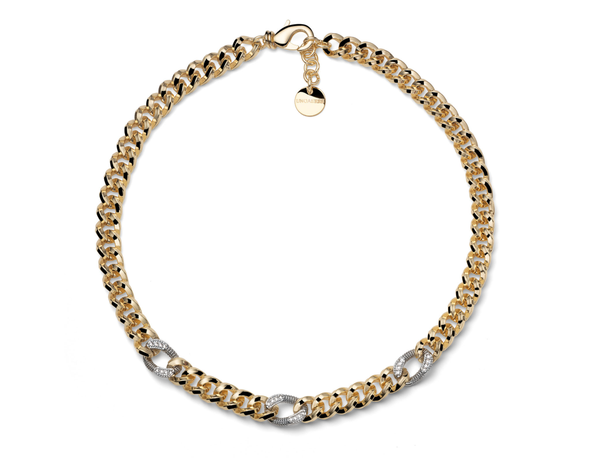 Collana da Donna bicolore grumetta e zirconi Unoaerre 1AR 2806